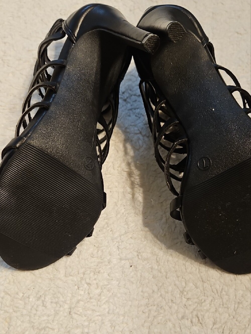 Black Strappy Gladiator High Heel Sandals - Picture 8 of 11